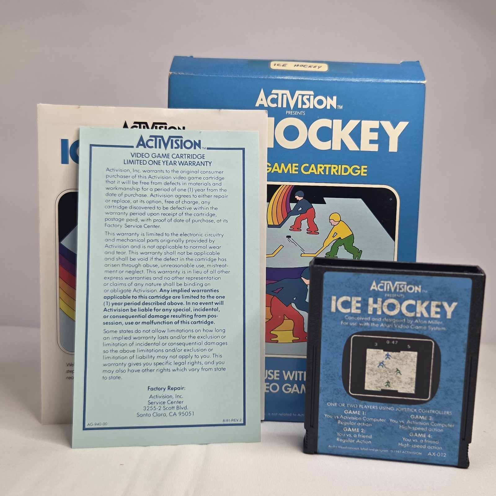 Atari 2600 Ice Hockey Activision CIB - Box, Manual & Warranty Card