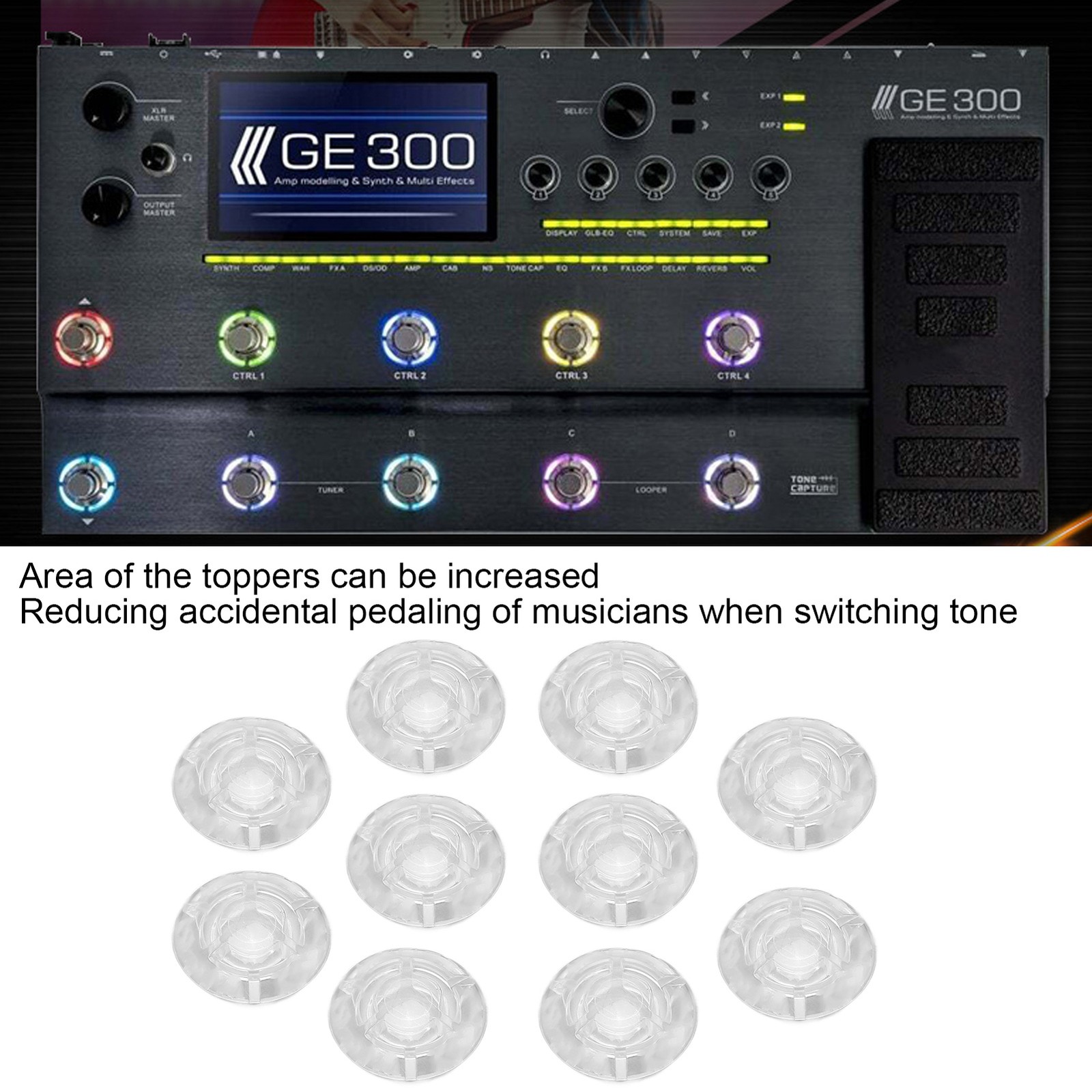10pcs Clear Footswitch Toppers For Guitar Effects Pedal LED View For Musicians