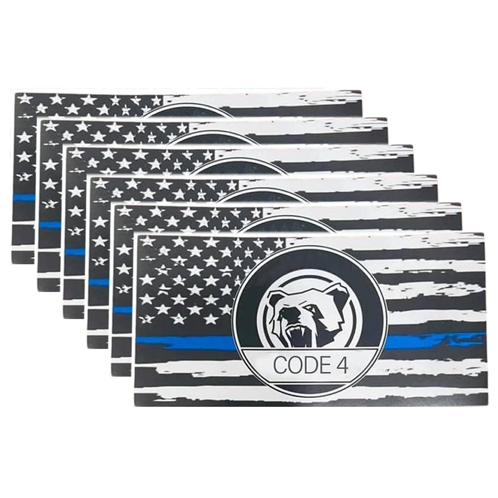 6 Calcomanías De Bandera De Línea Azul Fina Para Automóvil, Soporte Policial, |