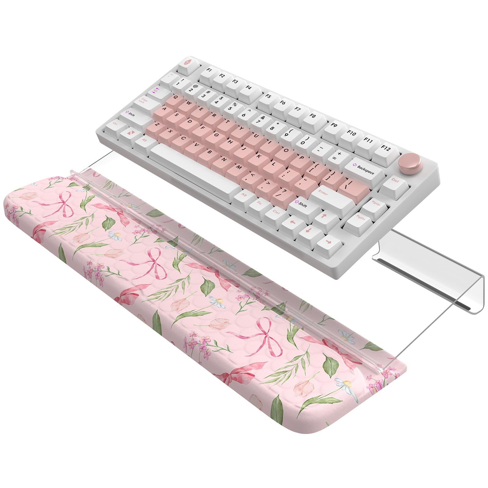 2 in 1 Keyboard Stand for Desktop, Floral Wrist Support for Keyboards, Anti-F...
