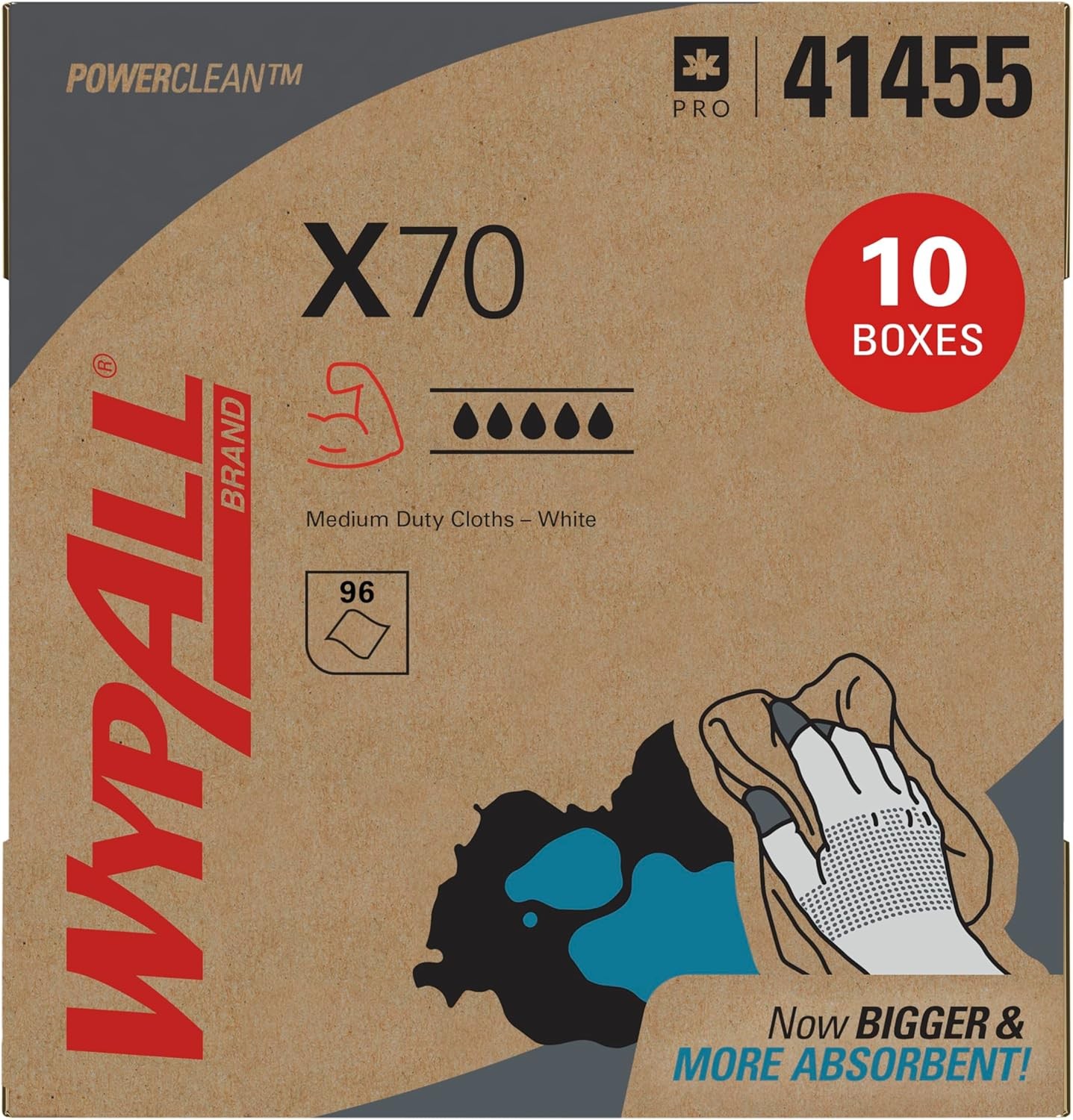 WypAll 41455 PowerClean X70 Medium Duty Cloths, White (96 Sheets) *SHIPS FREE*