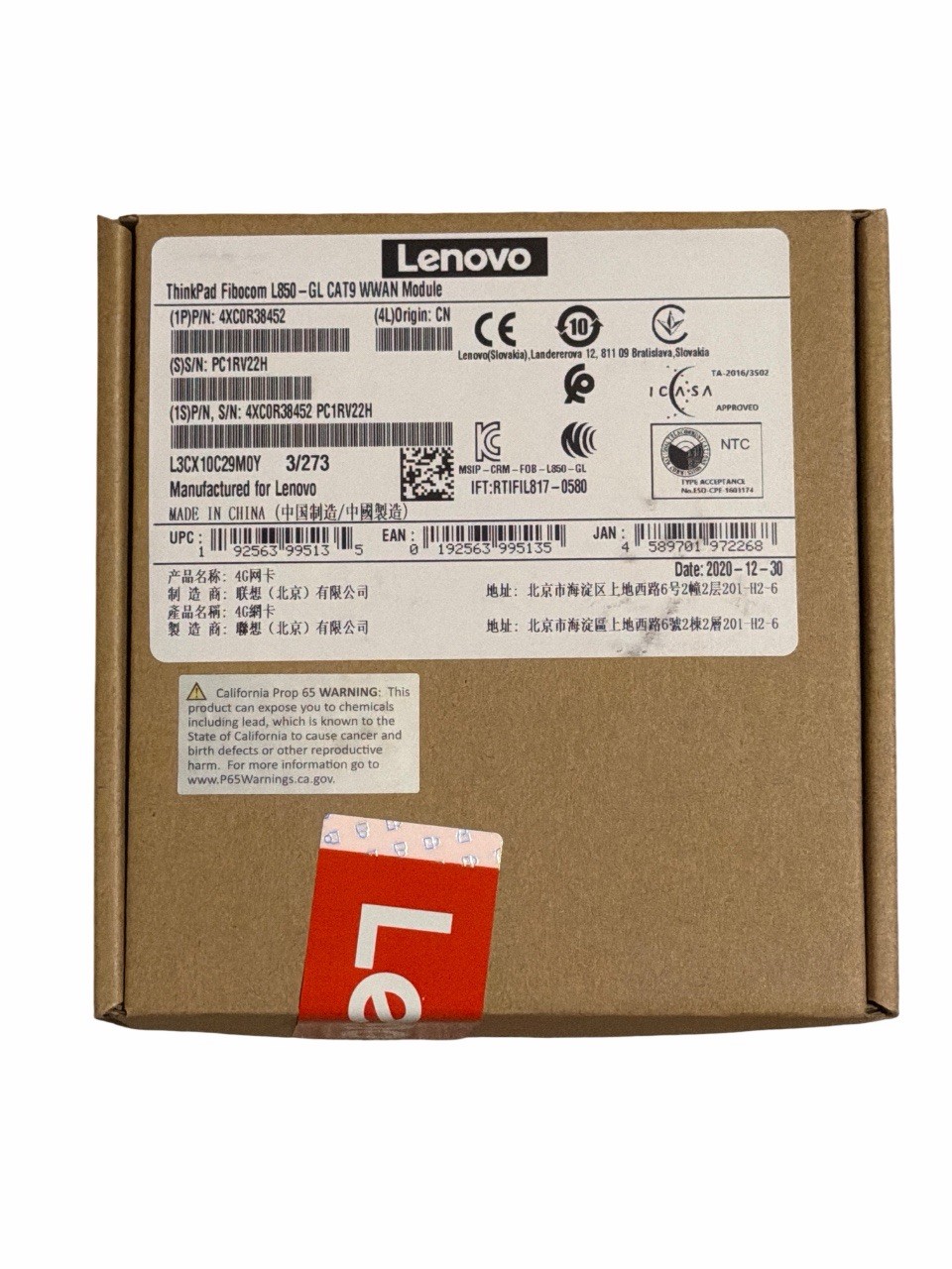 Lenovo ThinkPad Fibocom L850-GL CAT9 WWAN Module - Brand New Factory Seal