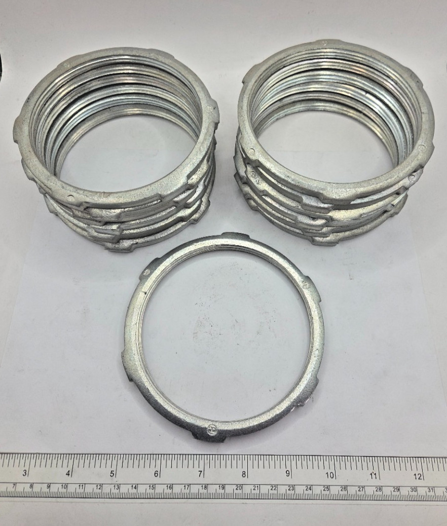 LOT OF 13 STEEL CITY LN110 4" LOCKNUT RIGID/IMC STEEL-ZINC PLATED, 0037I