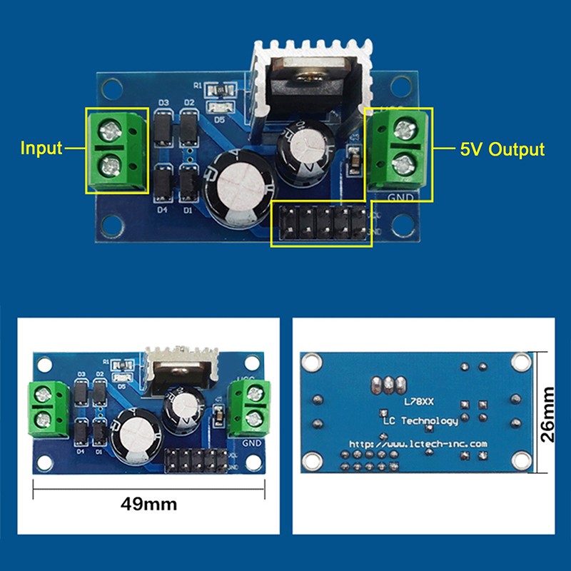LM7805 DC 5V Three Terminal Voltage Regulator Power Supply Stabilizer Module. NN