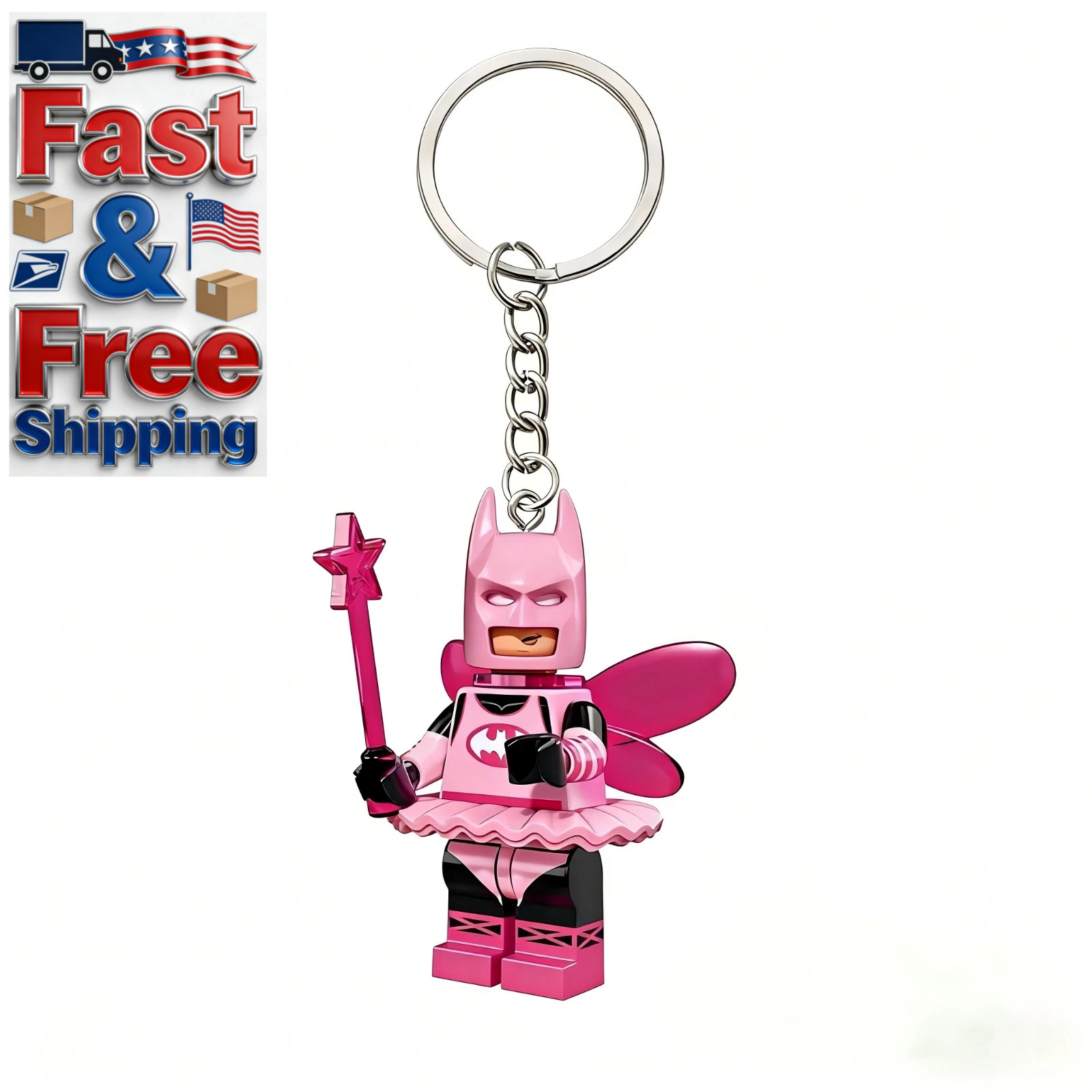 Cute LEGO Batman Pink Fairy Minifigure Keychain Cute Collectible gift U.S