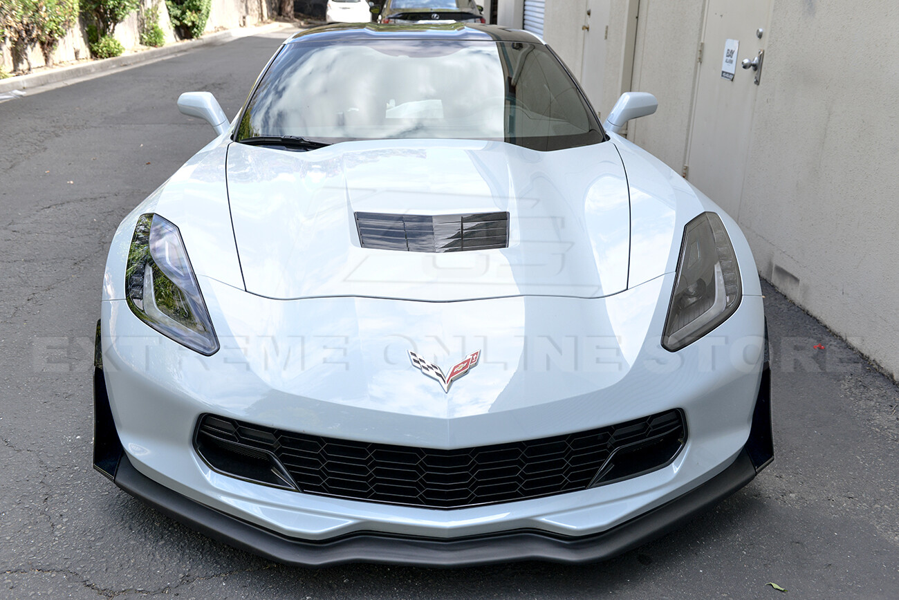 For 14-19 Corvette C7 Z06 Stage 3 Style Front Bumper Lip Splitter Side Winglets