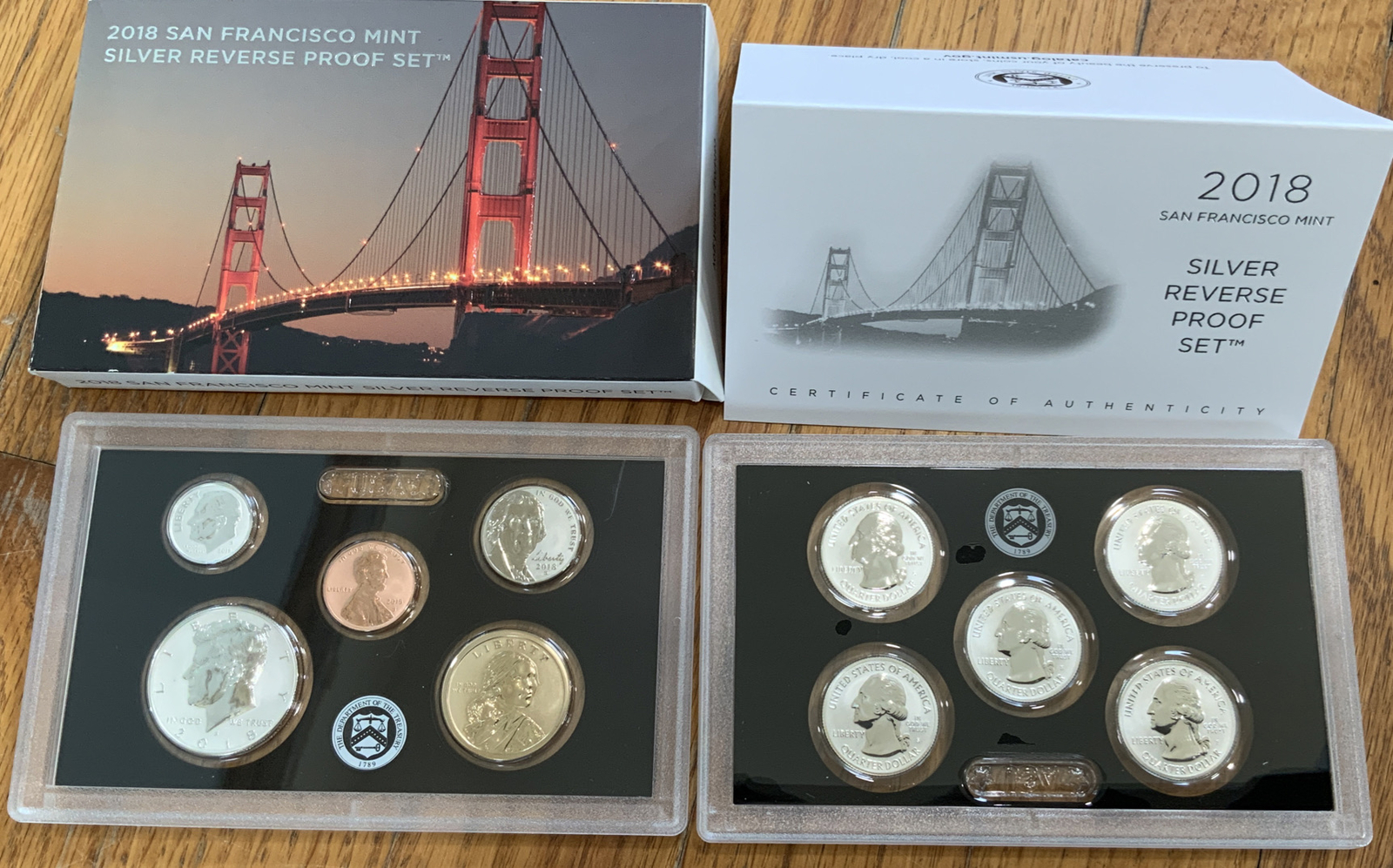 50th Anniversary -2018 SAN FRANCISCO MINT SILVER REVERSE PROOF SET w  BOX & COA