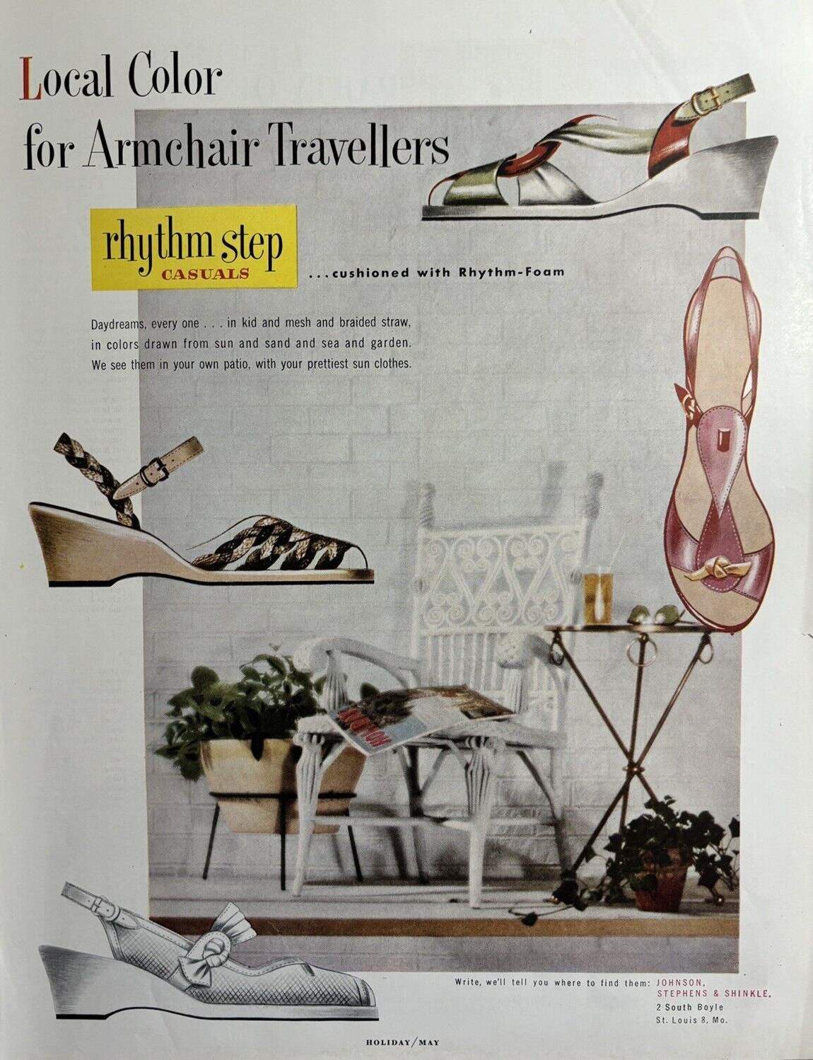 1940s Johnson Stephens & Shinkle Rhythm Step Casuals Shoes Vintage Print Ad