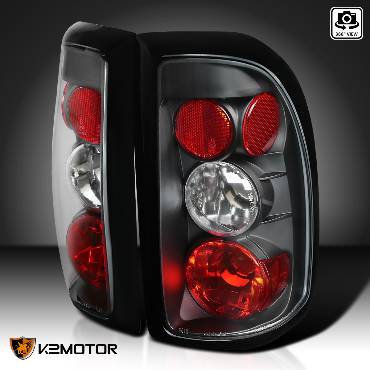 Fits 1997-2004 Dodge Dakota Black Tail Lights Rear Brake Lamps Pair Left+Right
