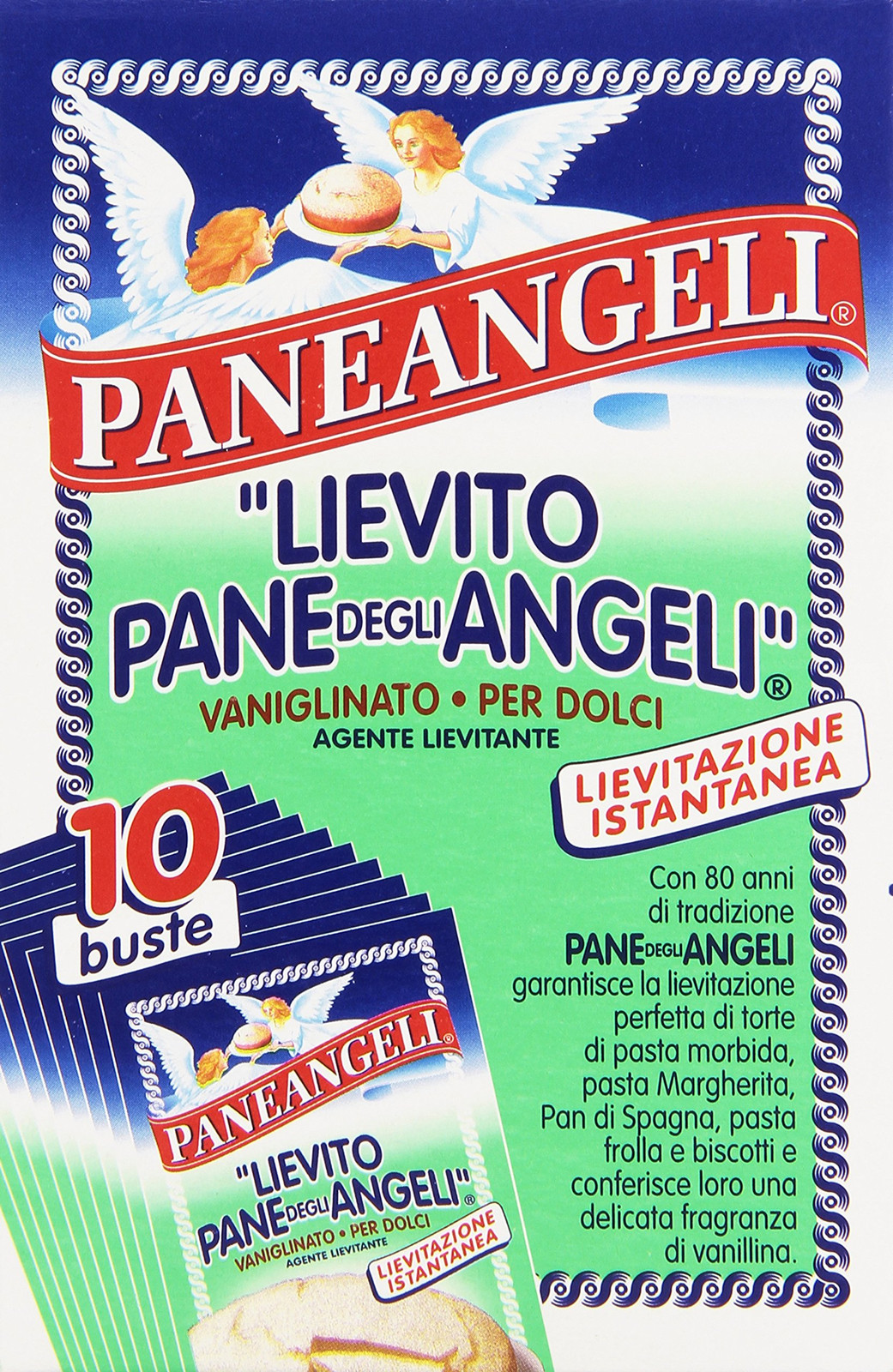 Paneangeli Instant Yeast with Vanilla Flavor 10 Envelopes 5.6 Ounce Pack