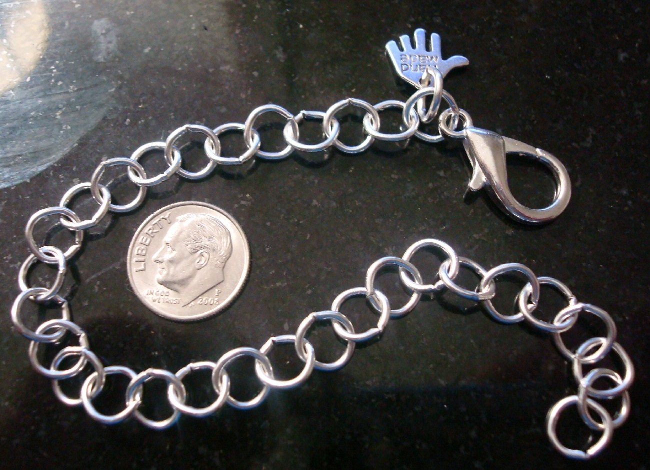 Big Girl silver plated 9" large link 8mm charm bracelet chain no charms PCH055