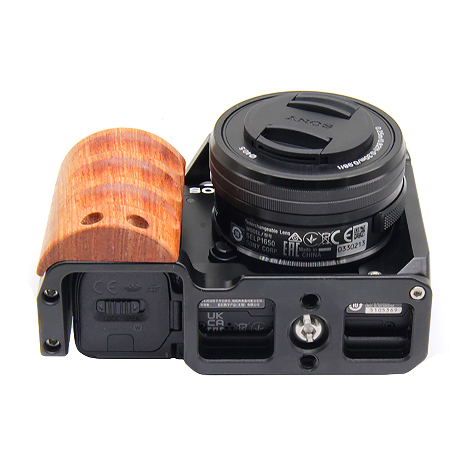 Camera Cage Video Wood Handle Grip Quick Release Stabilizer for Sony ZV-E10 Trip