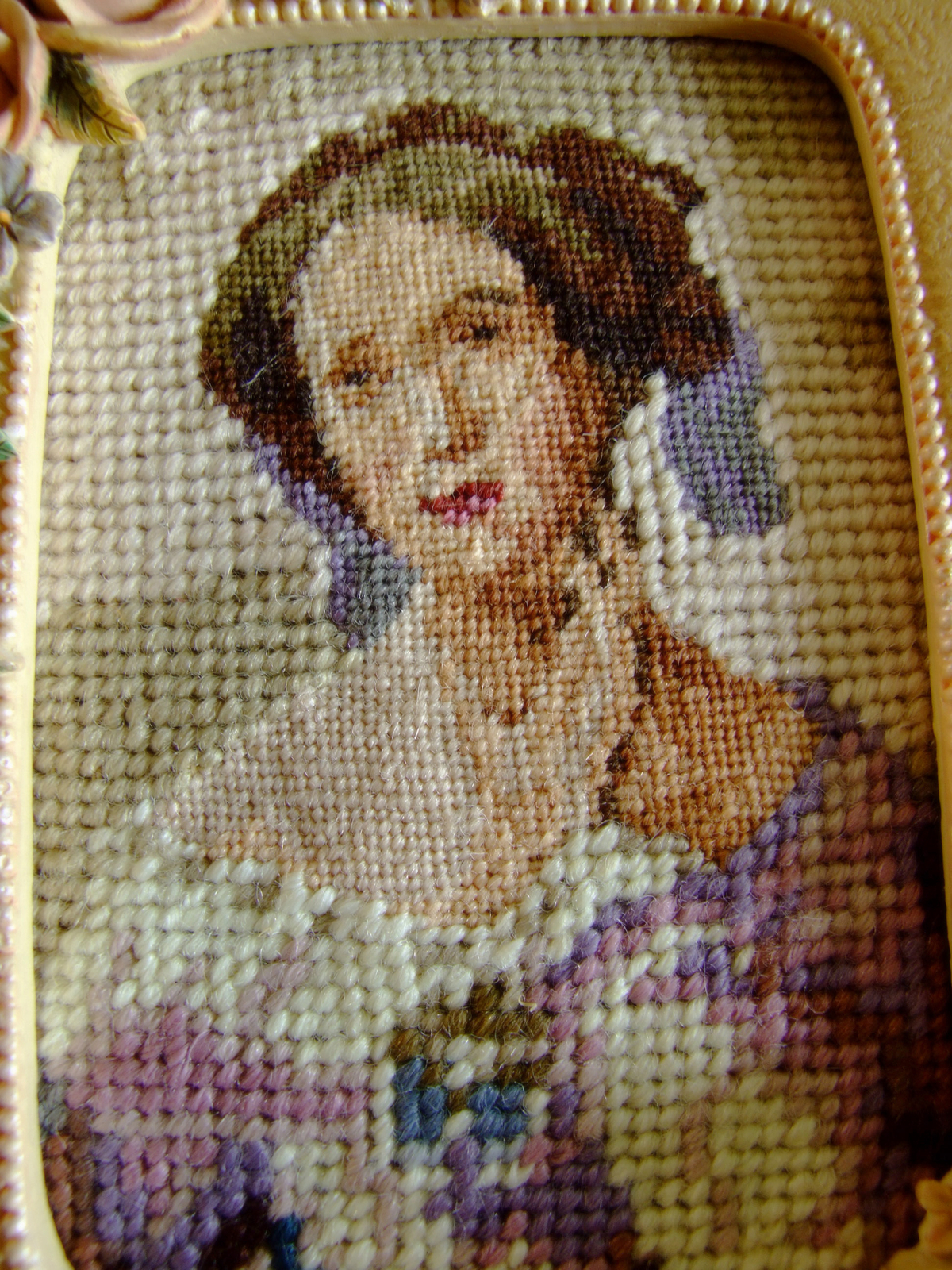 Completed Needlepoint Canvas Tapestry An Elegant Beautiful Lady
