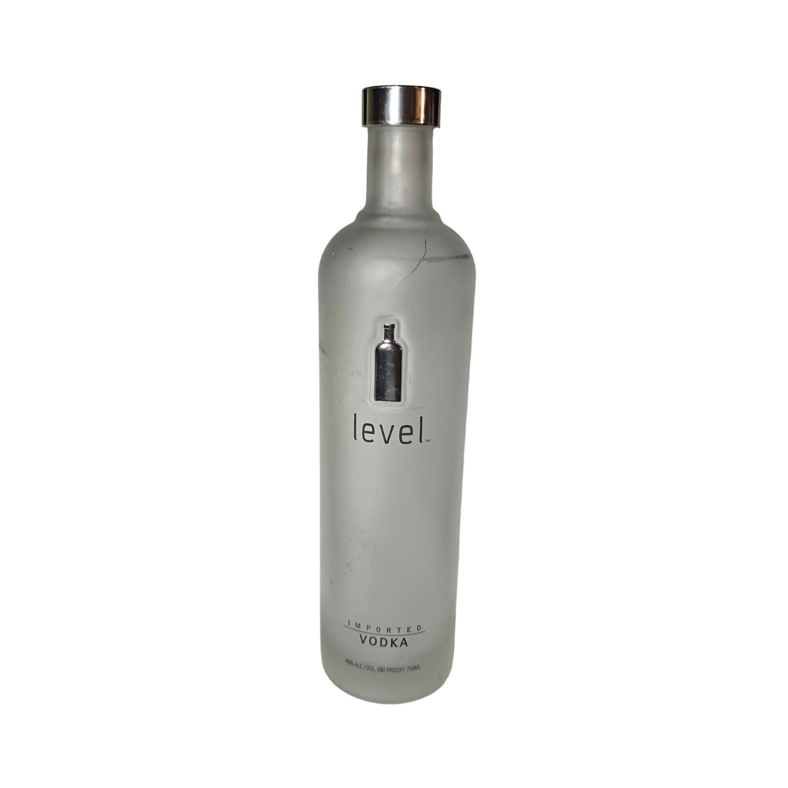 Level Vodka Bottle Frosted Glass Spirit of Absolut Thick Mold Cap Empty