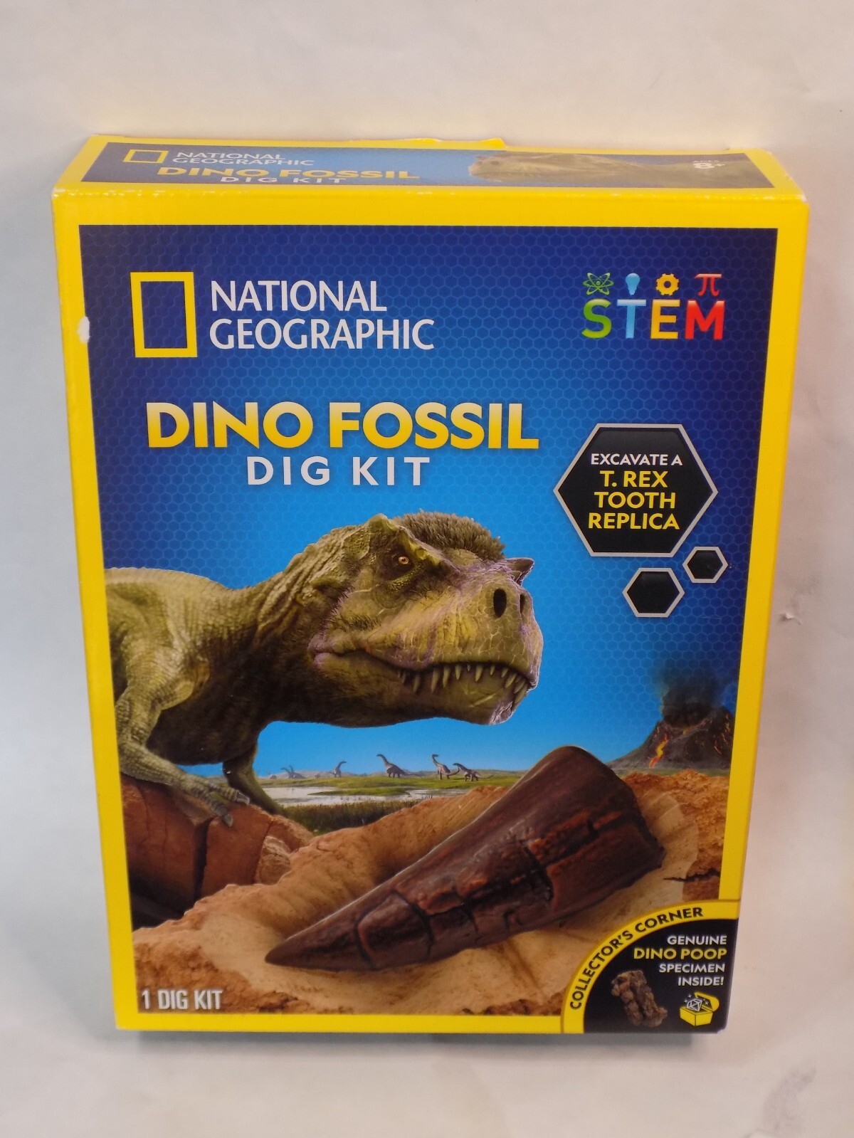 National Geographic DINO FOSSIL DIG KIT Excavate a T-Rex Tooth Replica STEM