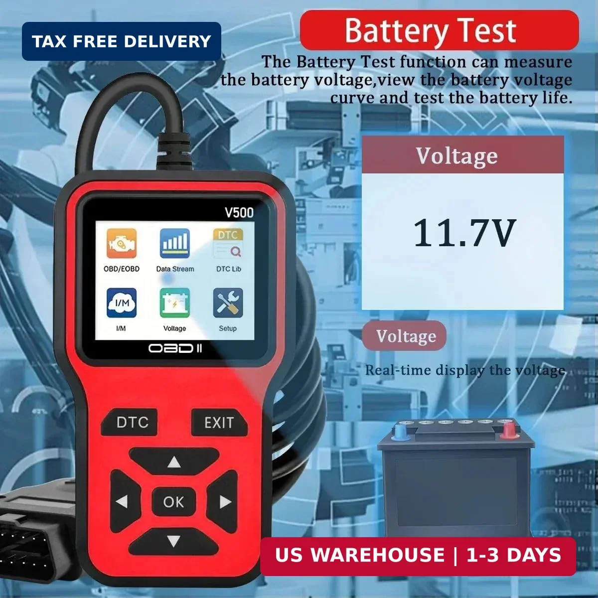 V500 OBD2 Scanner Diagnostic Tool, Professional Code Reader with Live Data Strea