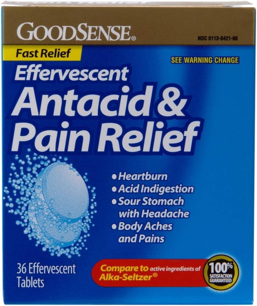 36 Count Effervescent Antacid Tablets - Quick Relief for Heartburn & Body Aches