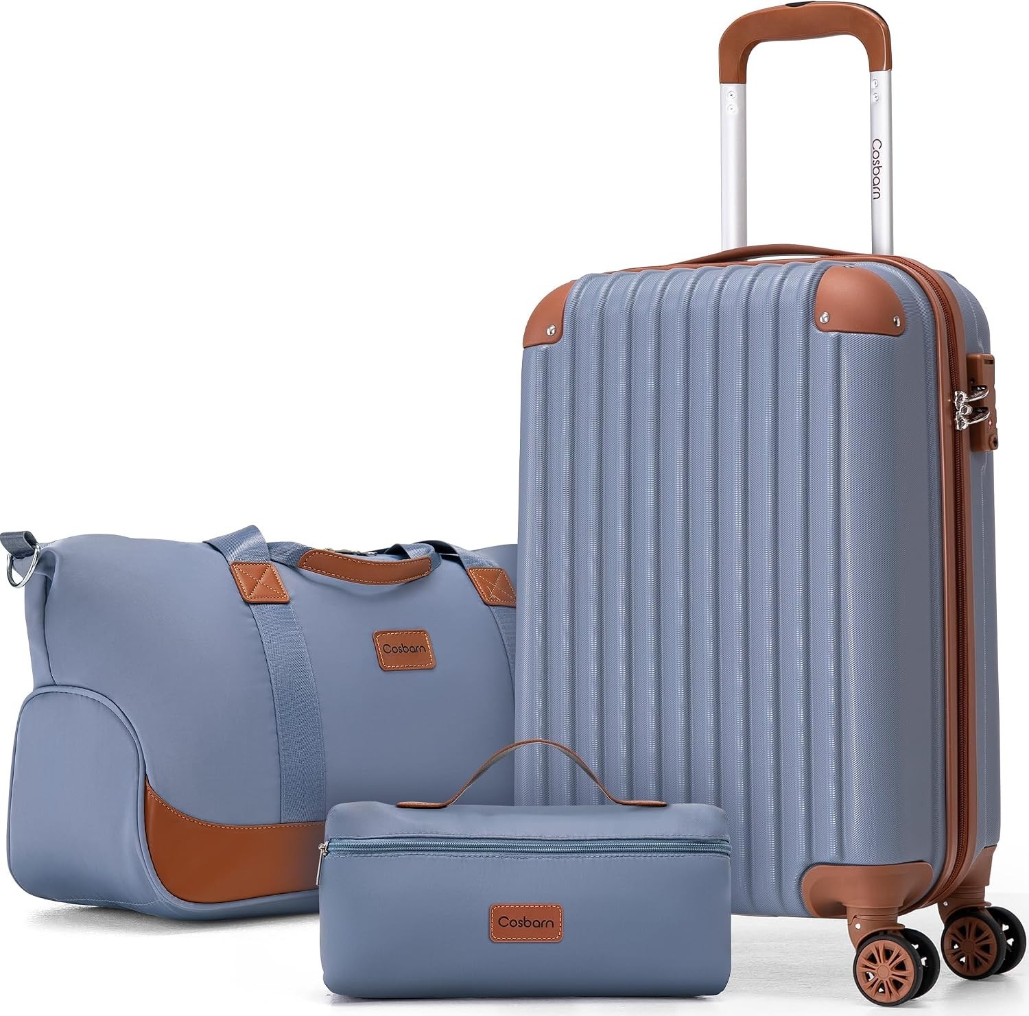 TSA-Approved 3-Piece Carry On Luggage Set with 360° Spinner Wheels – Sky Blue