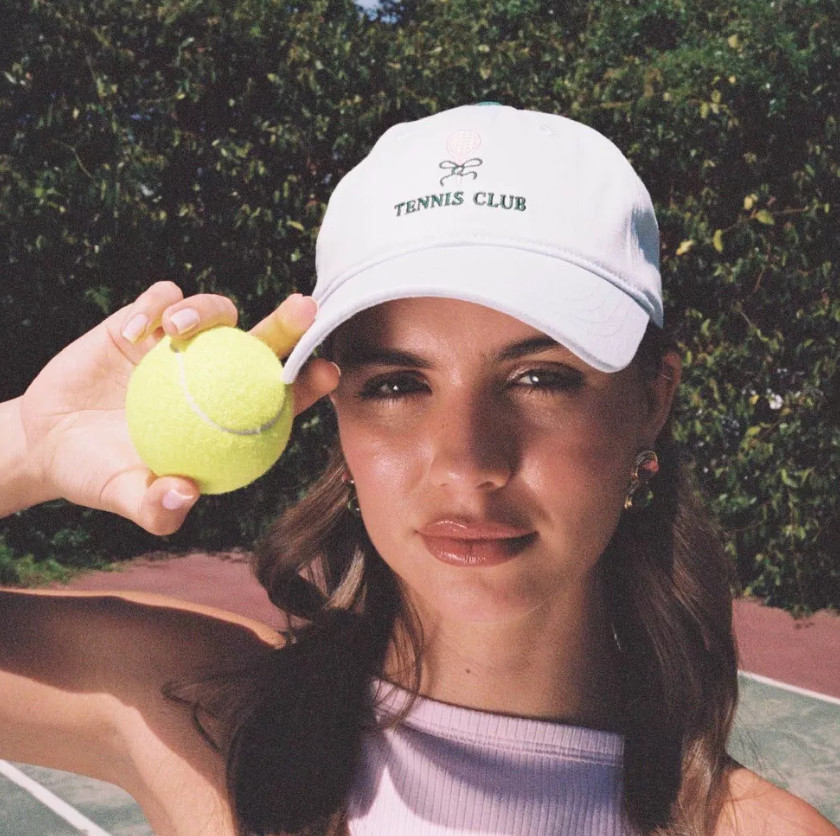 Tennis Club Hat - Frasier Sterling Blue/Green: Cream Cotton Year-Round Adjustabl