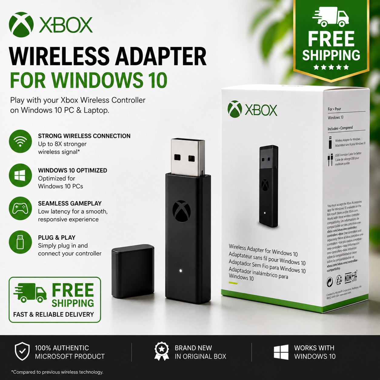 OEM Microsoft Xbox One Wireless USB Controller Adapter for Windows PC Brand New