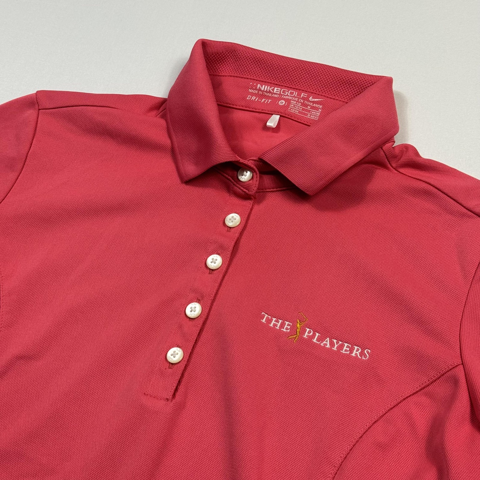 Nike Golf The Players Tournament Polo Shirt Womens Medium Pink Dri Fit Golf