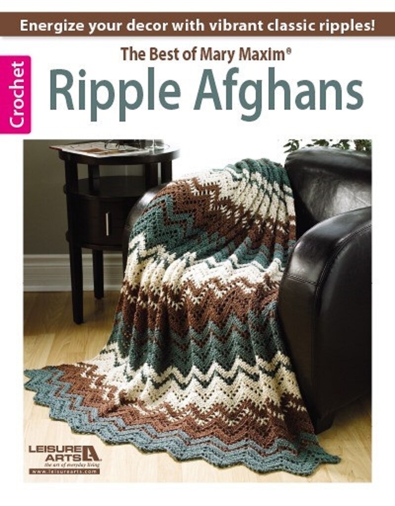 Crochet Pattern Book BEST of Mary Maxim RIPPLE AFGHANS ~ 10 Designs