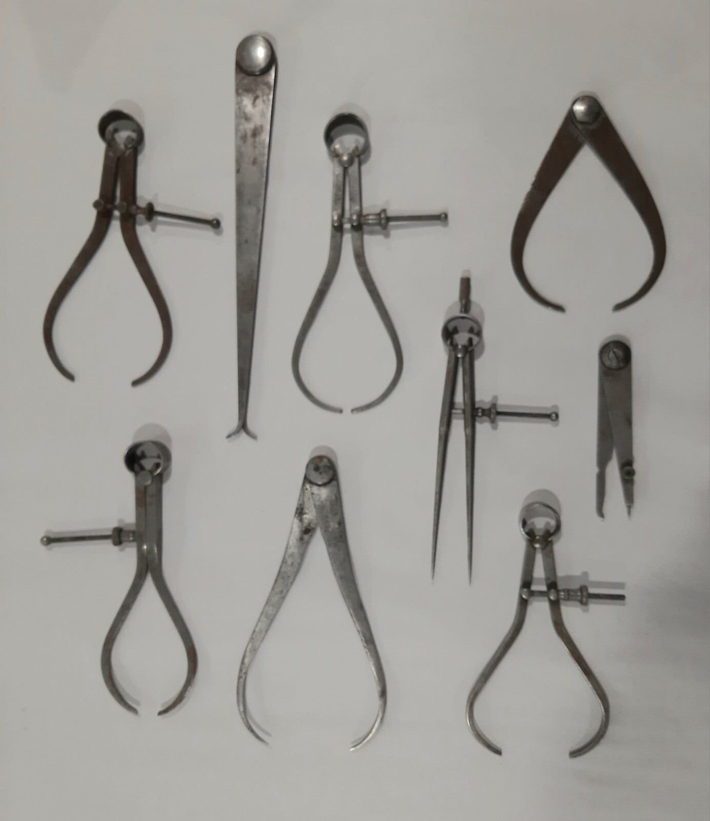 Vintage 9pc Lot Machinists Calipers Atlas Tools, GP Co. and Other Brands