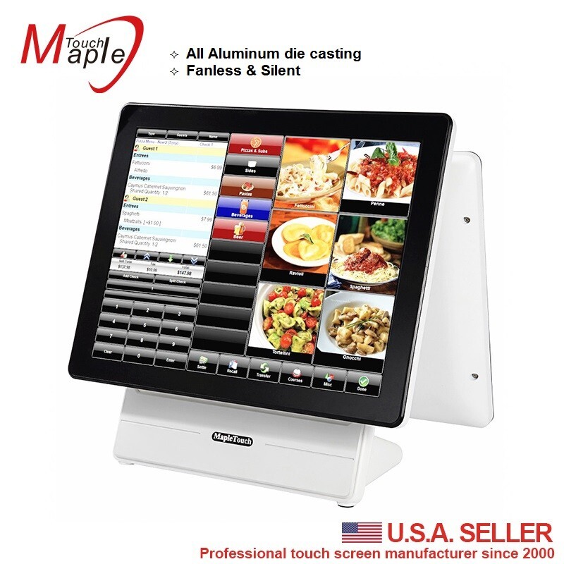 Dual screen POS teminal touch screen computer all in one I5/8G/128G/15"