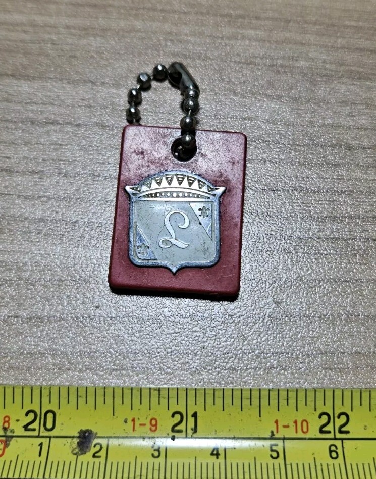 Vintage L Shield Fleur De Lis Crest Logo Advertising? Keychain