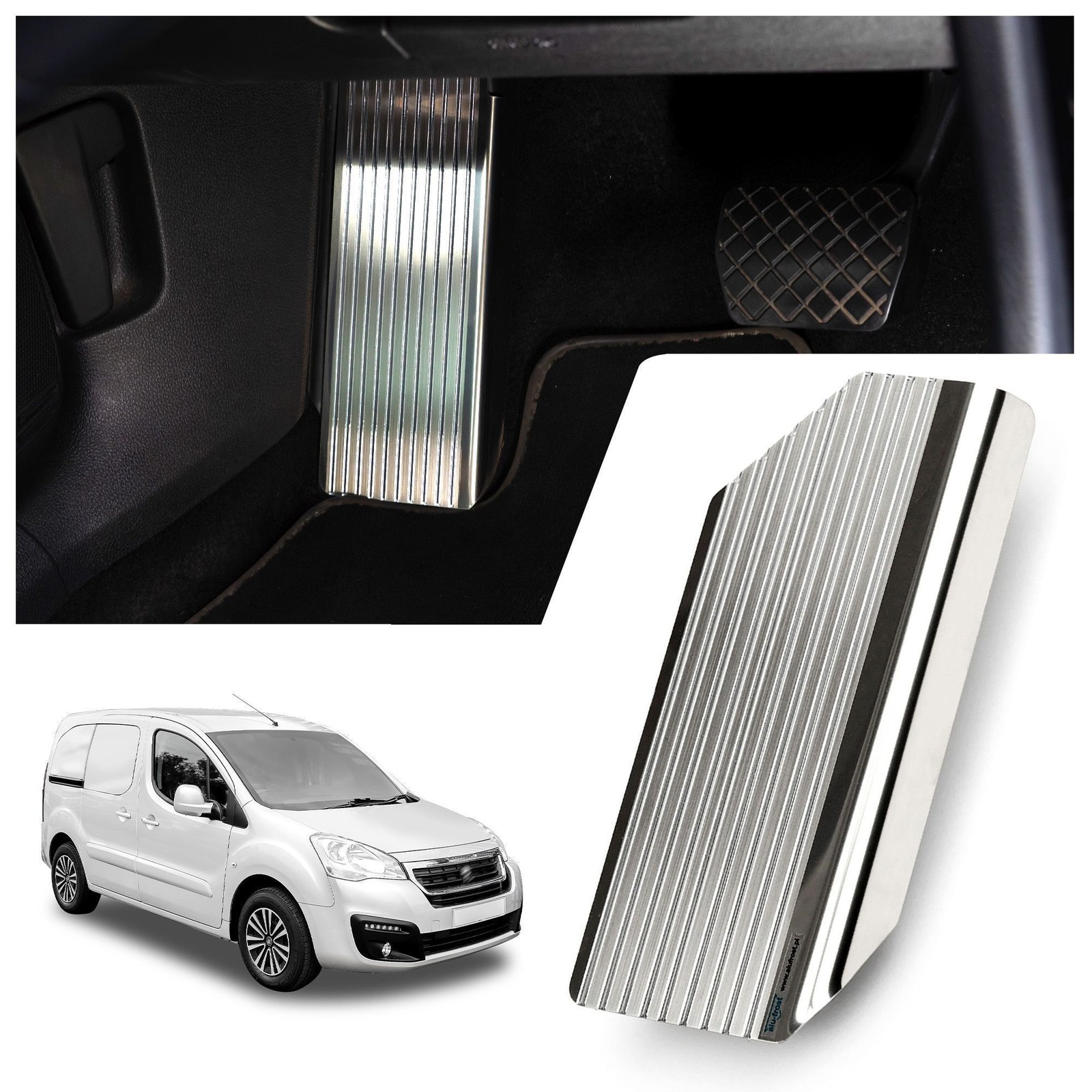 Footrest Plate for Peugeot Partner II (B9 | X) 2008-2018 Brushed Silver