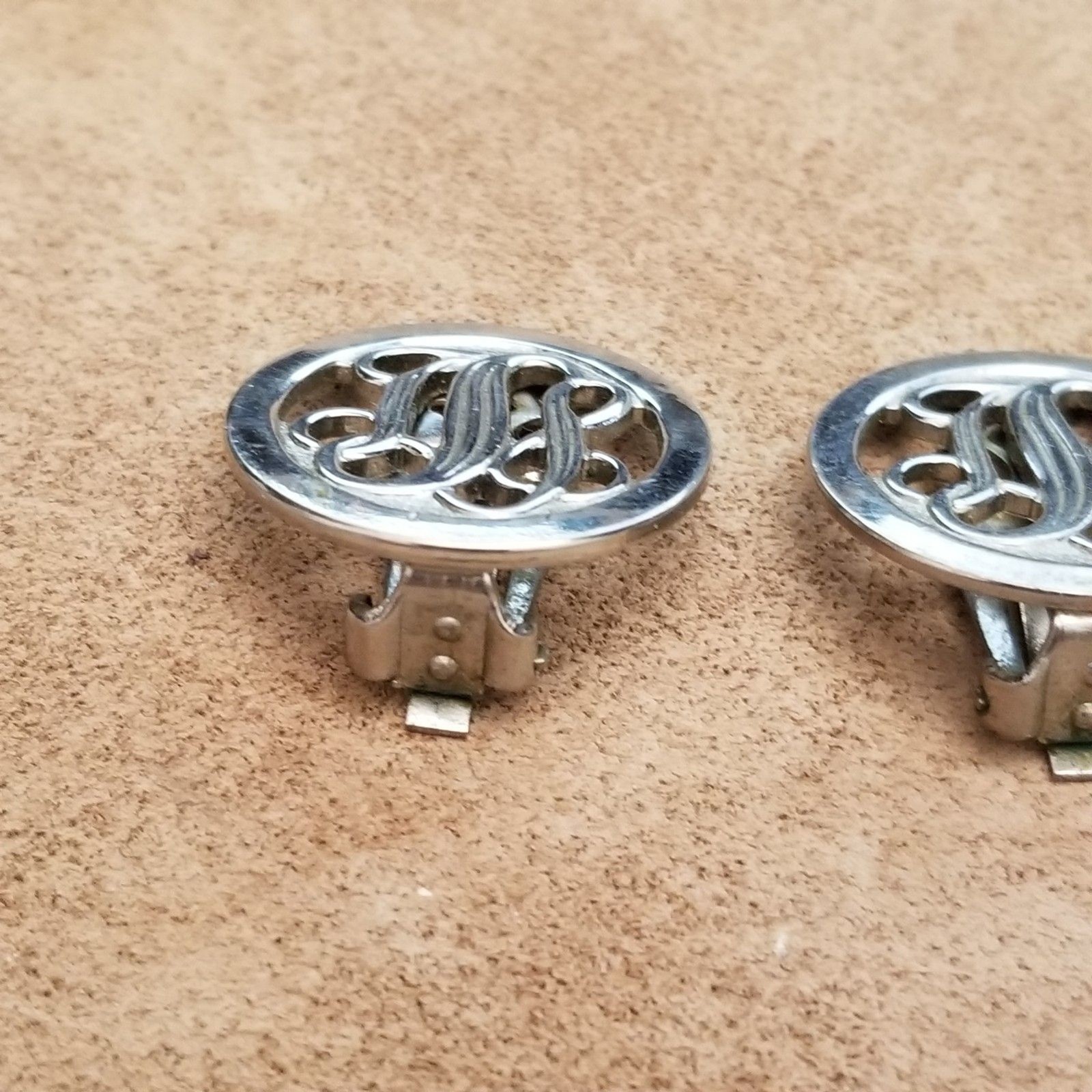 Vintage Monogram Clip On Earrings