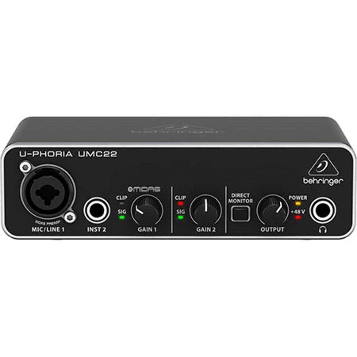 Behringer UMC22 Audiophile 2x2, 48 kHz USB Audio Interface with Midas Small