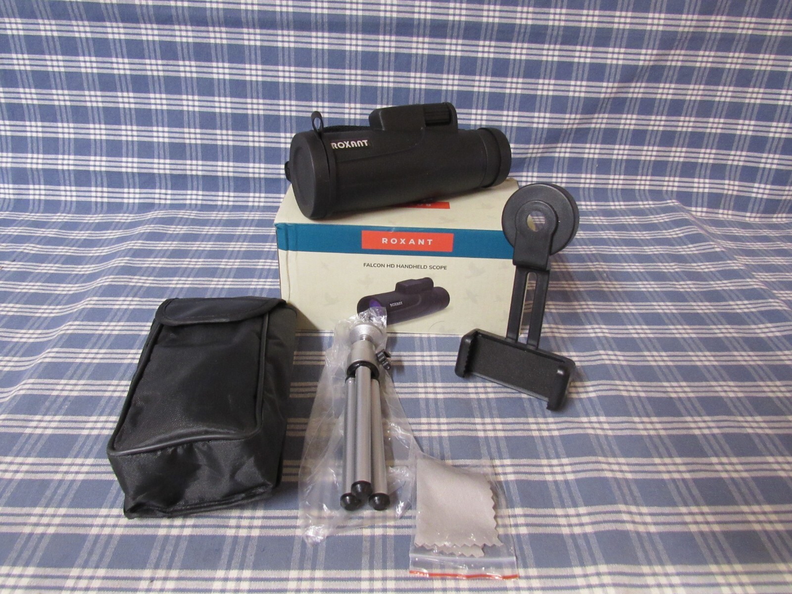 Roxant Falcon HD Monocular Telescope with Phone Adapter, Tripod, Case FREE SHIP.