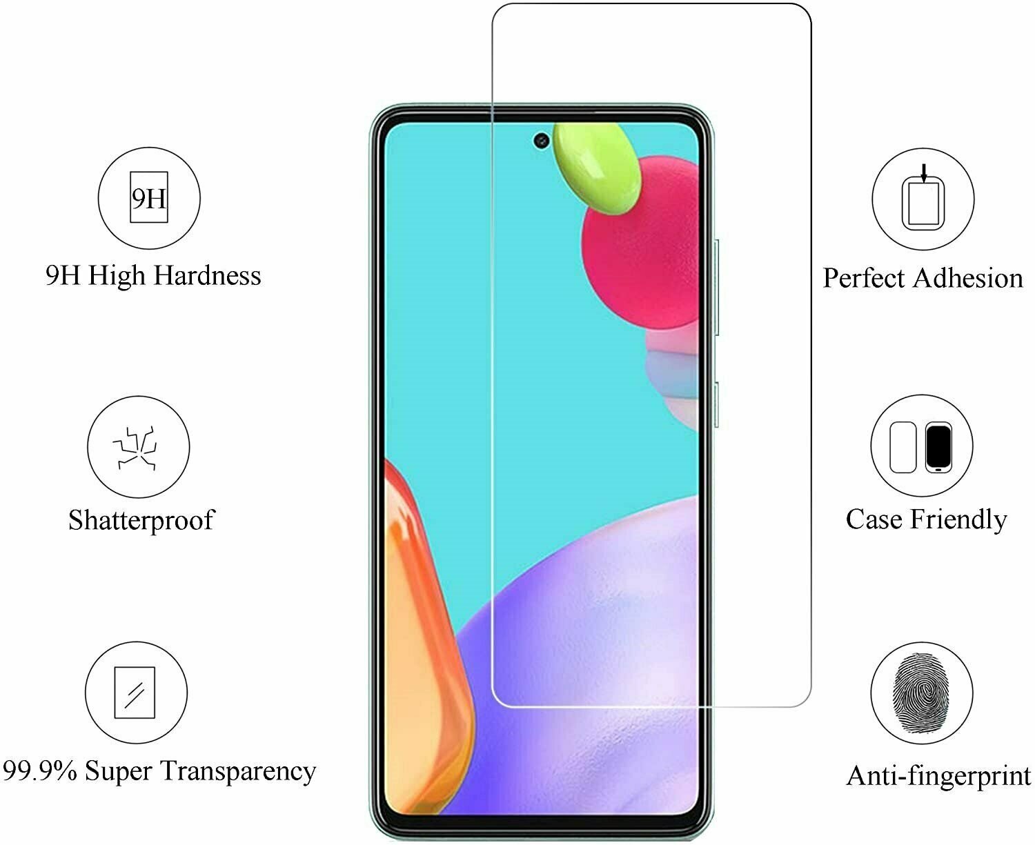 For Samsung Galaxy A52 5G Clear Tempered Clear Screen Protector Case Friendly