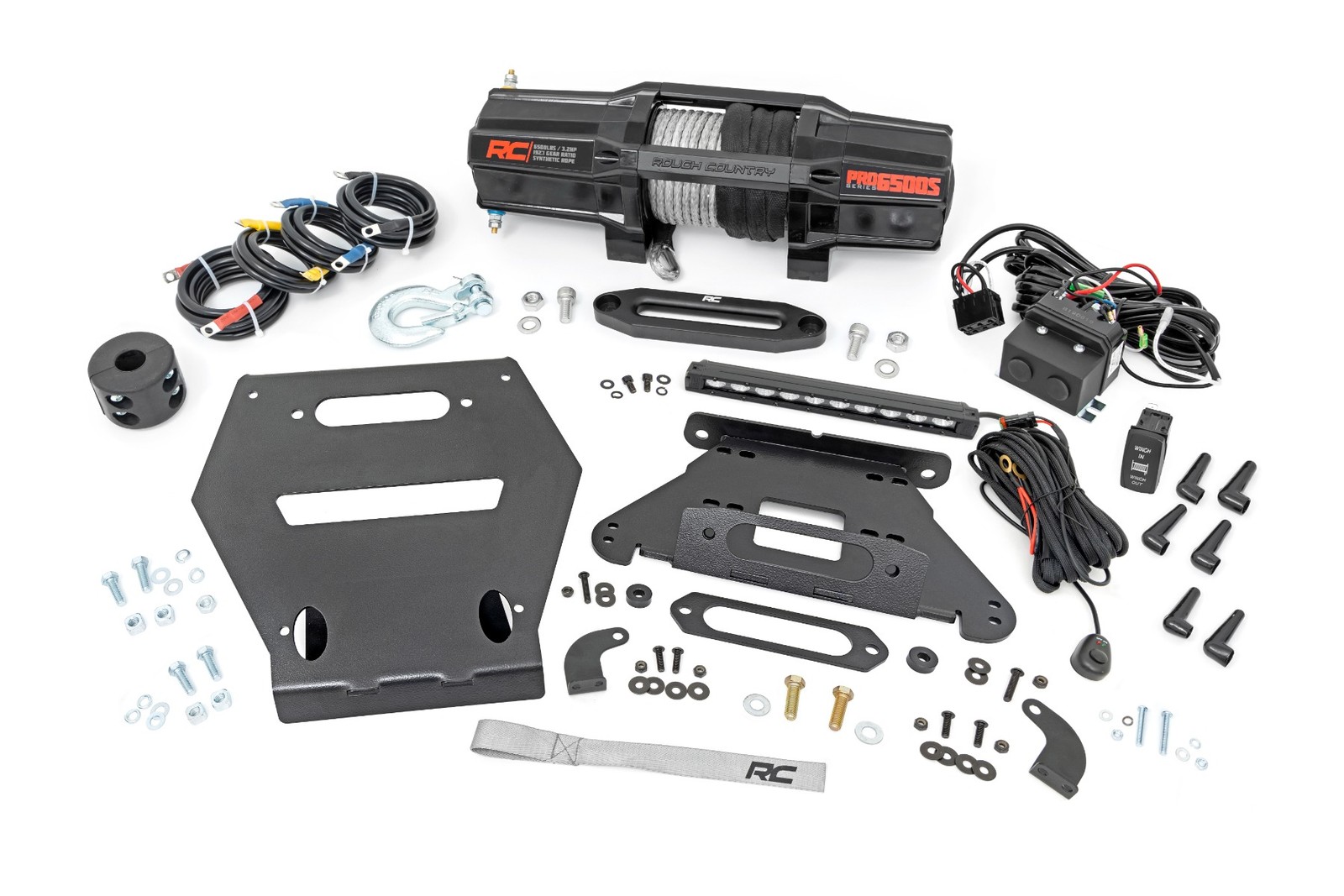 Rough Country 92064 Front Winch Mount Kit w/Winch Black for Polaris RZR Pro R