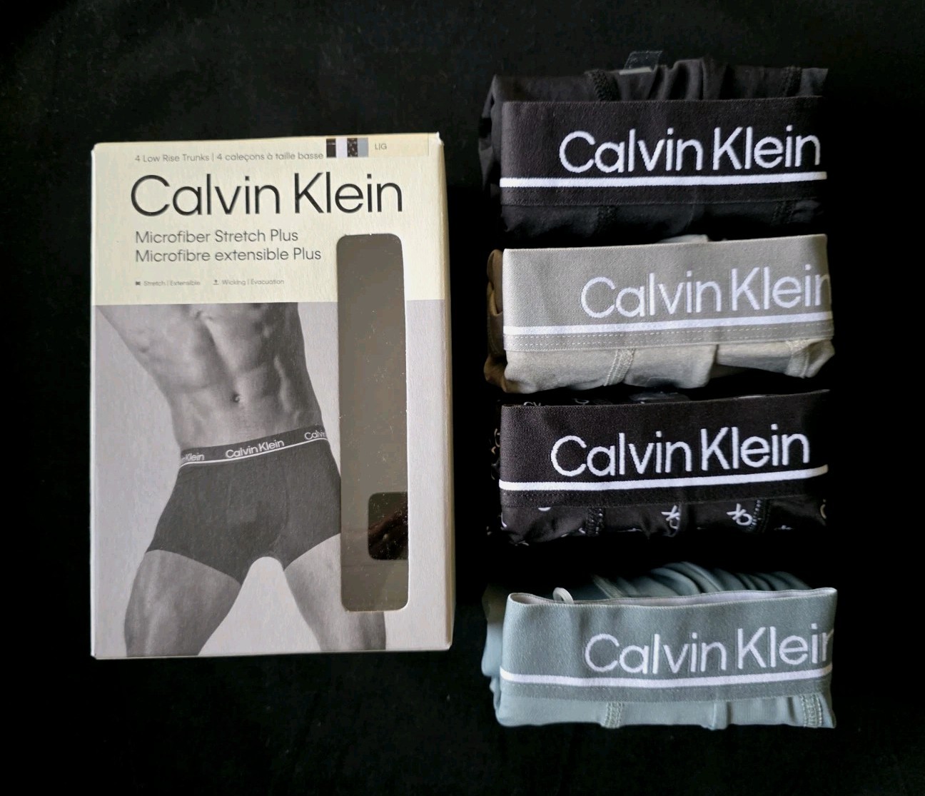 CALVIN KLEIN MICROFIBER 4-PACK LOW RISE MENS TRUNK UNDERWEAR #NP27550-NWT