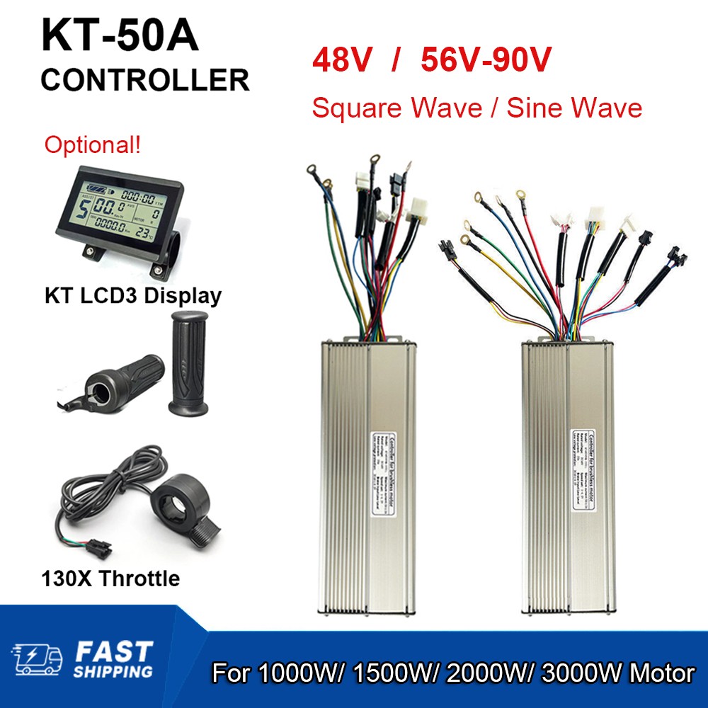 E-bike E-scooter 48V/60V/72V/90V KT 50A Controller +LCD3 Display/Throttle Kit