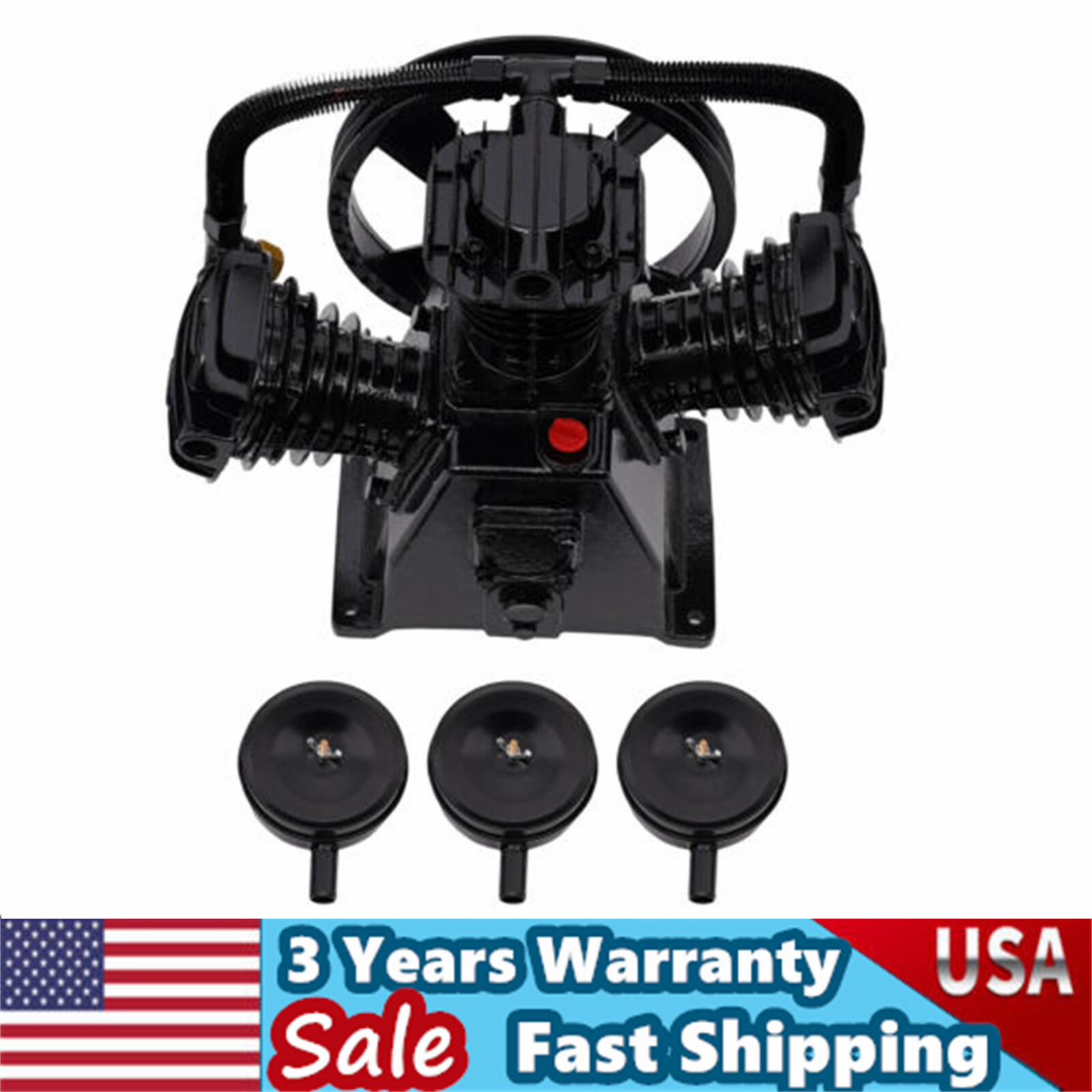 5-HP Single-Stage Inline-Twin Replacement Air Compressor Pump 3 3 Cylinder Head