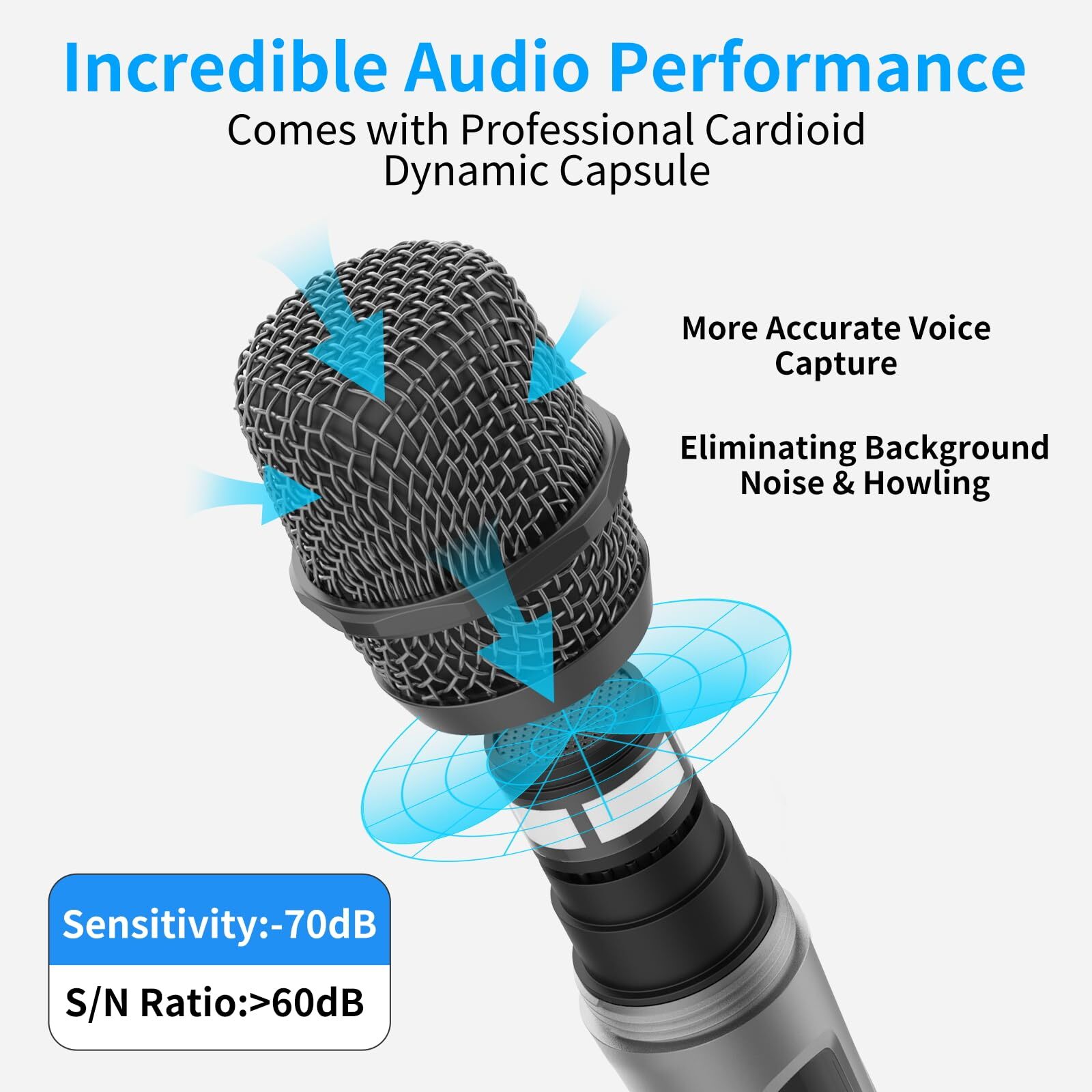 Wireless Microphone Karaoke Handheld Microphonewith Rechargeable Receiverfor ...