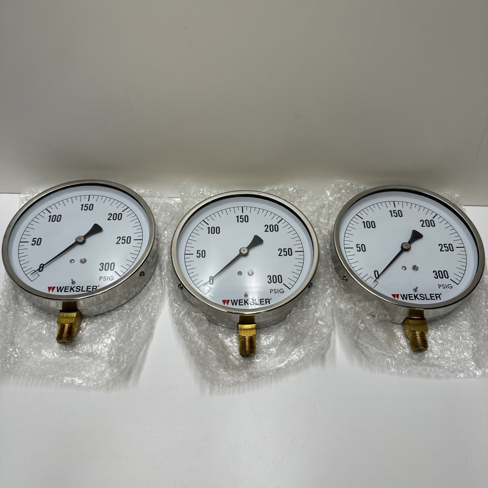 (3) WGTC WEKSLER GLASS THERMOMETER EA14F 300 PSIG 4.5" 1/4" NPT