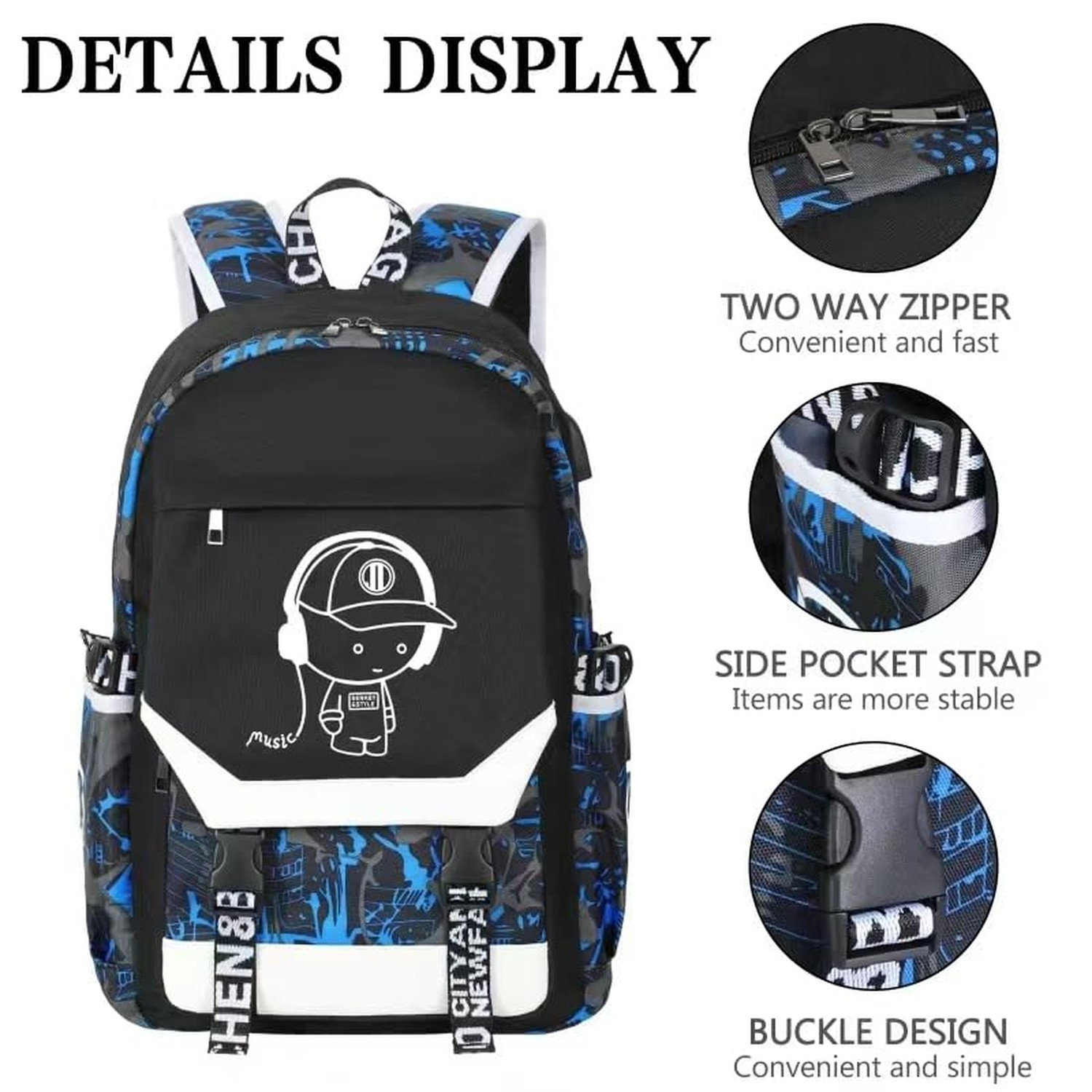Anime Backpack Luminous Backpack.Cool Backpacks15.6 in Large capacity Laptope...