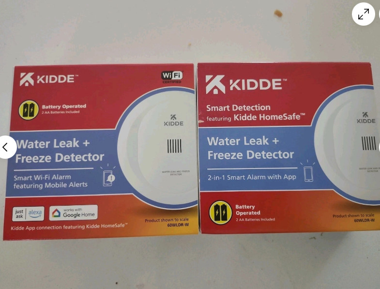 Kidde Smart Water Leak and Freeze Detector WiFi Alexa Google 60WLDR-W Lot Of 2
