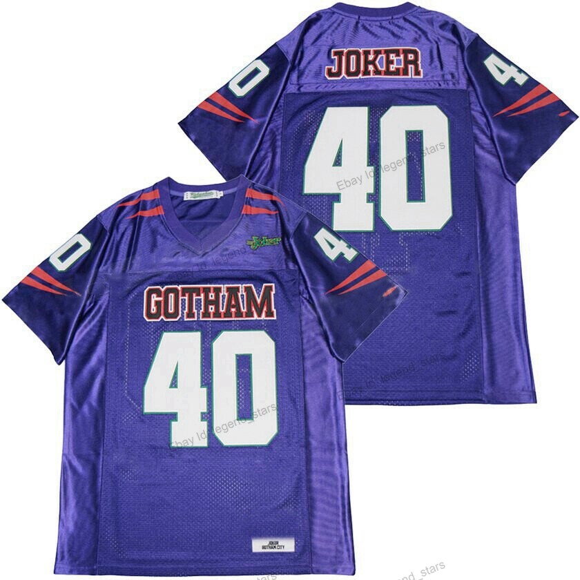 Custom Retro Movie Gotham Jeremiah Valeska Joker #40 Jersey Sewn Purple Names