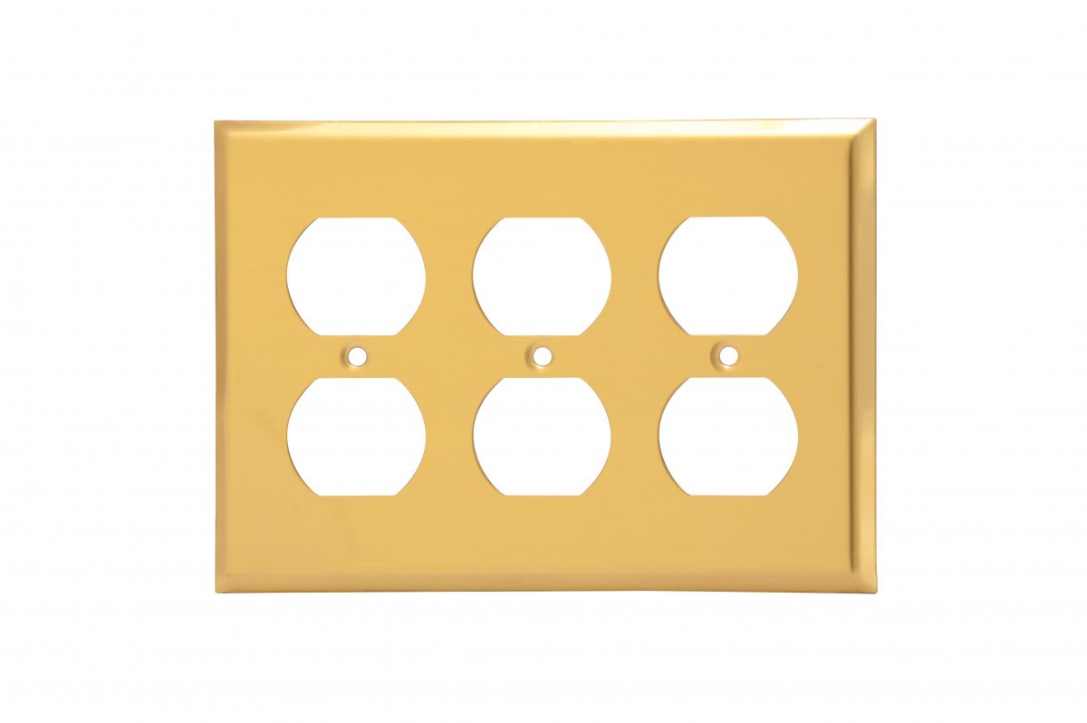 Switchplate Brushed Solid Brass Triple Outlet | Renovator's Supply