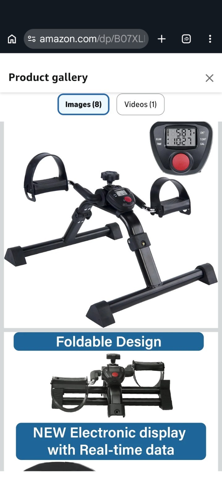 Stationery Bike Pedals a w/ slip resistant pad &electronic display. great for PT