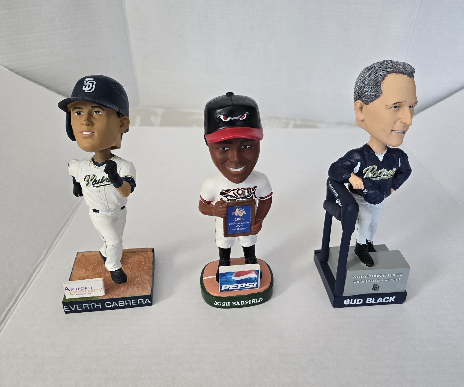 Padres Bobblehead Lot (3) – Cabrera, Barfield Storm, Bud Black – MLB BDA