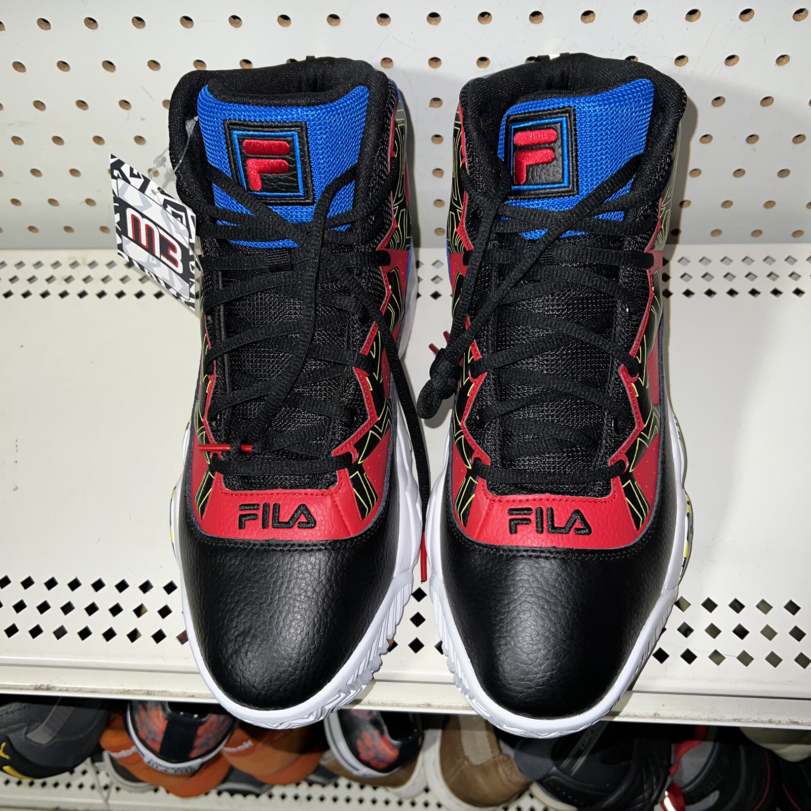 FILA MB Mens Basketball Shoes Size 10.5 Black Blue Red Neon Green Jamal Mashburn