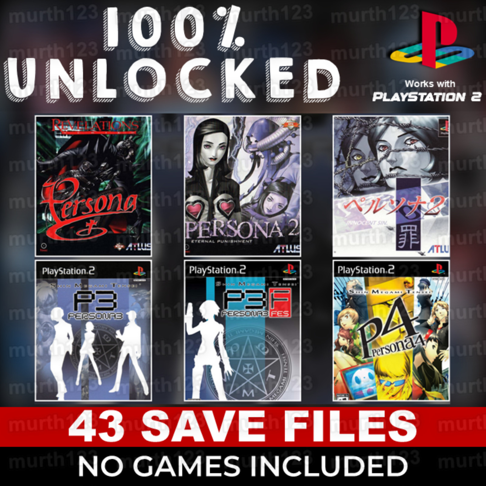 PERSONA 1 2 3 4 | MEMORY CARD SAVES | PS1 PS2 Shin Megami Tensei Original Saga