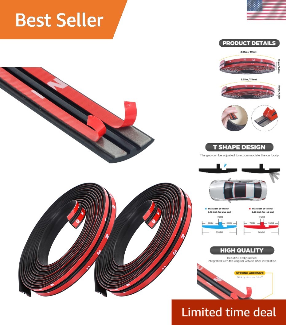 22 Ft T-Shape Windshield Weather Stripping - Rubber Seal for Cars & SUVs