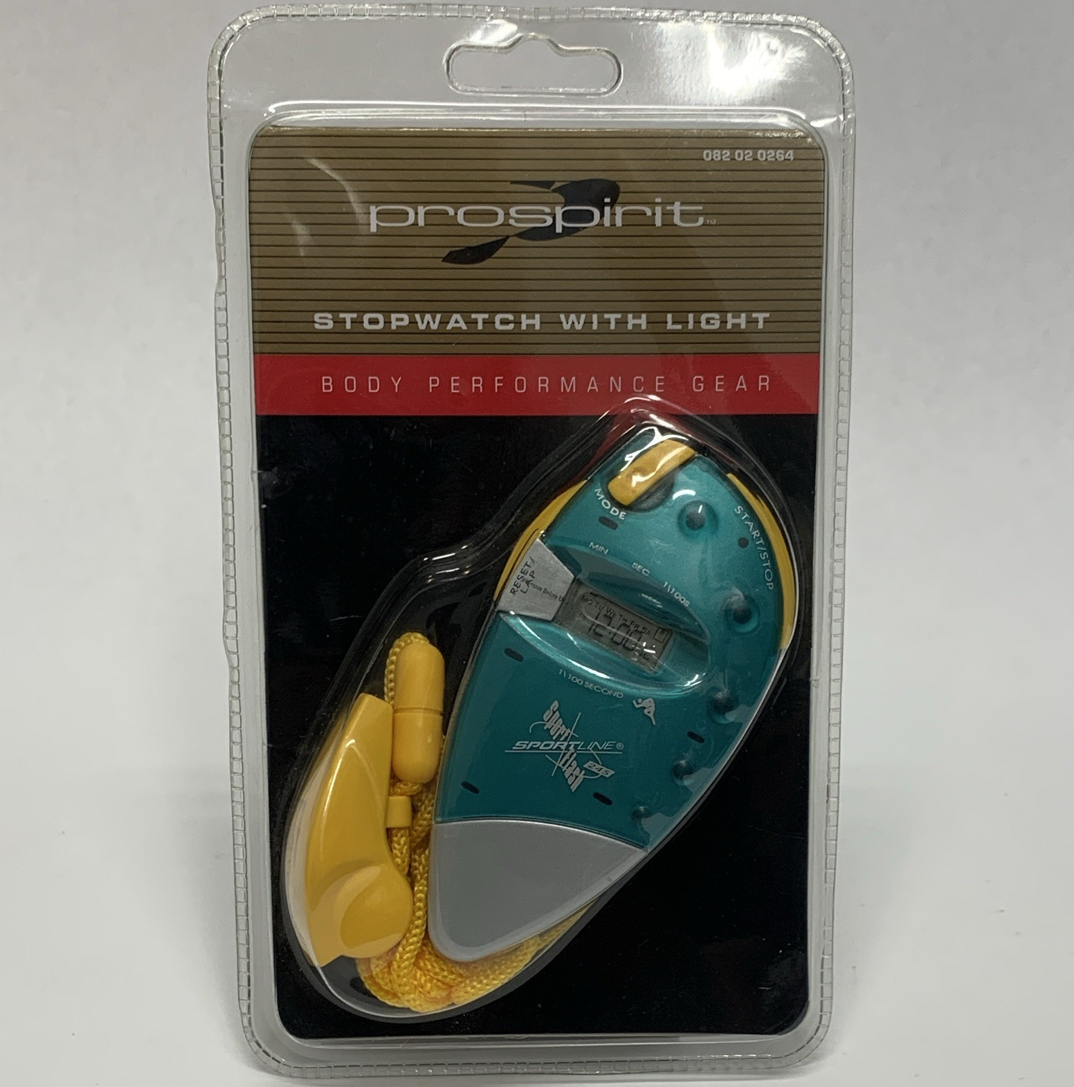ProSpirit Stopwatch Chronograph Alarm Light w/ Lanyard Whistle Teal/Yellow